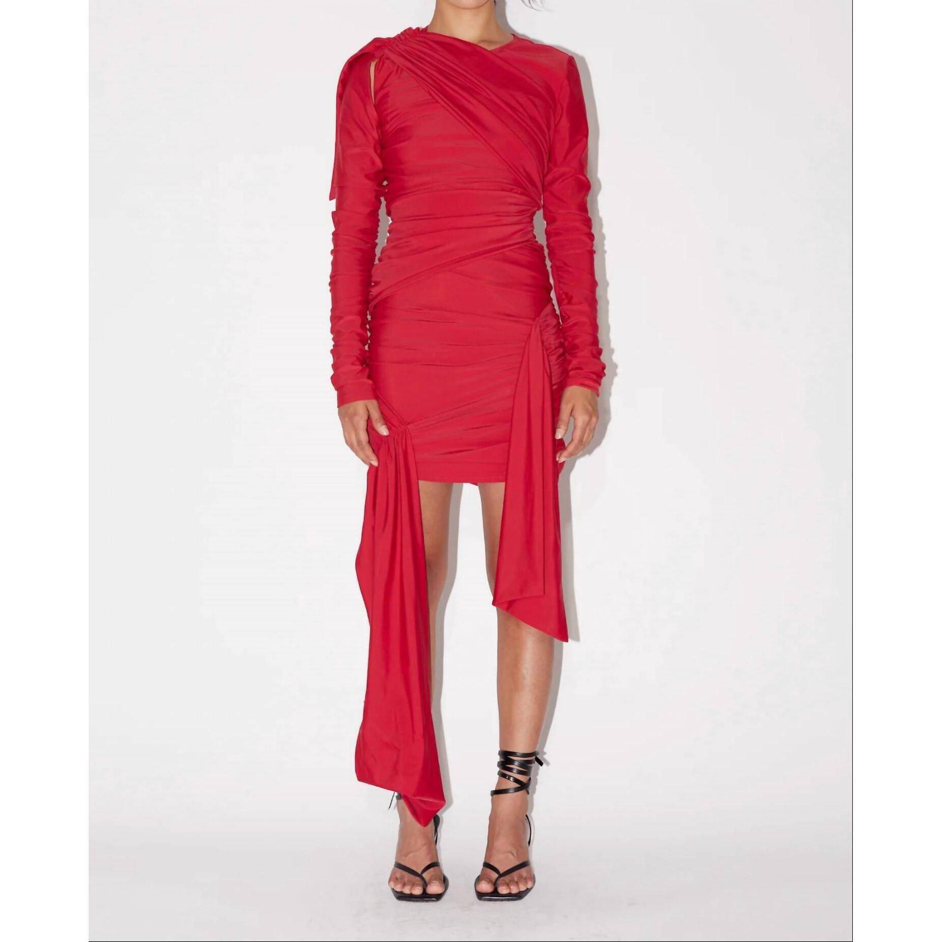 New Saemdi Sporty Jersey Dress In Red